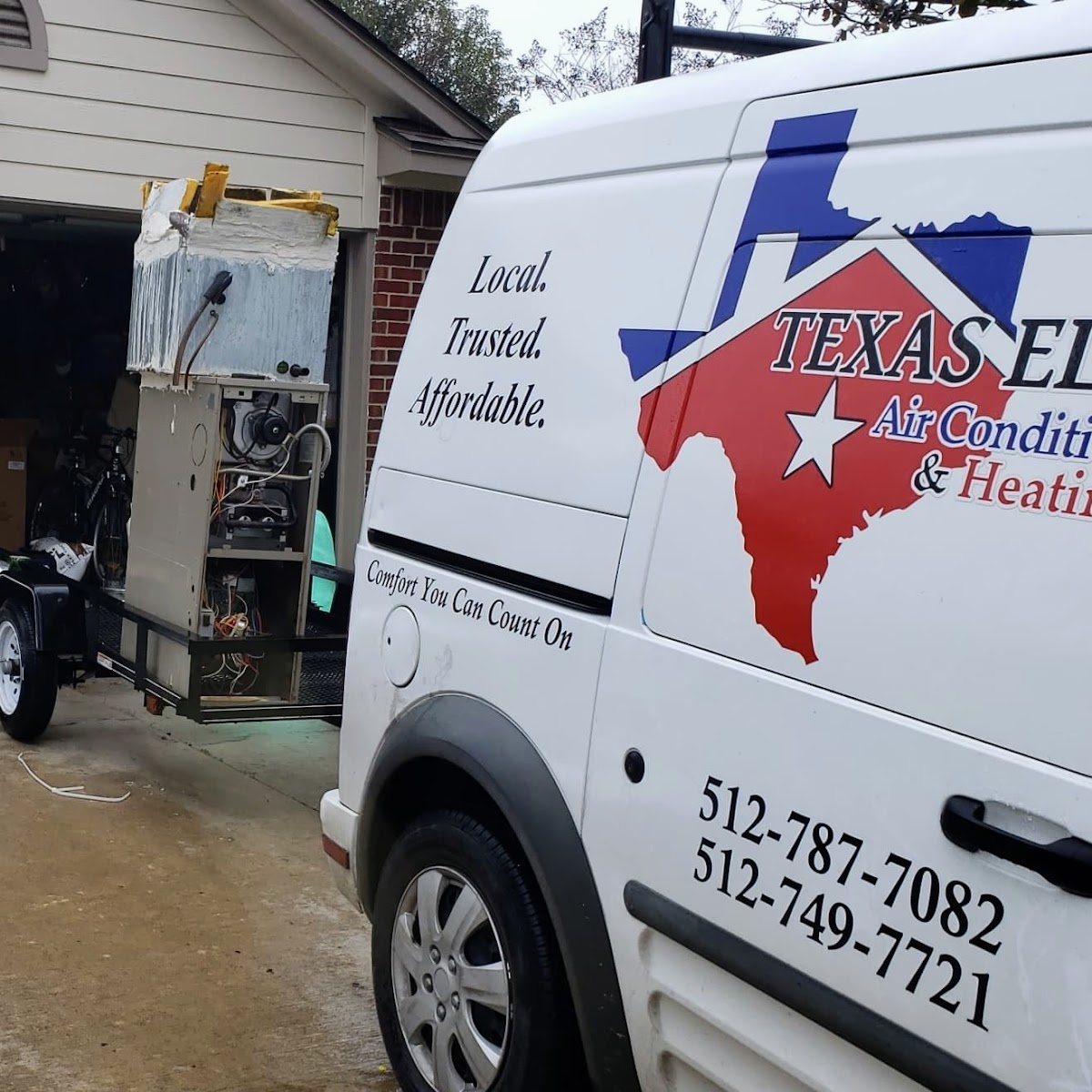 Texas Elite Air Conditioning branded van